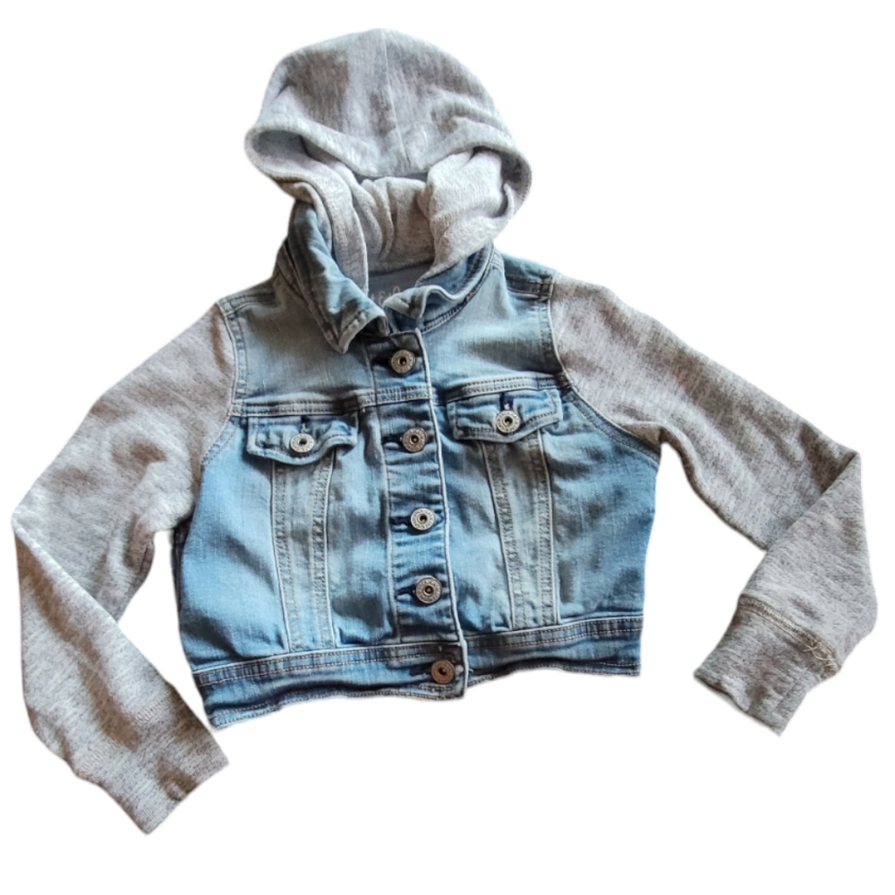 Cat & Jack Sweatshirt Denim Button Down Hoodie, Size 4/5 (XS)